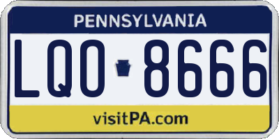 PA license plate LQO8666