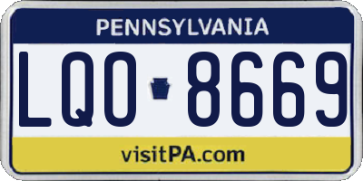 PA license plate LQO8669