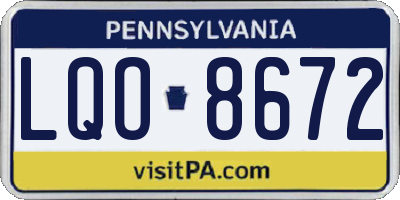 PA license plate LQO8672