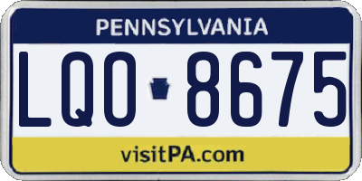PA license plate LQO8675