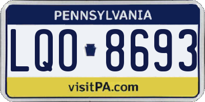 PA license plate LQO8693