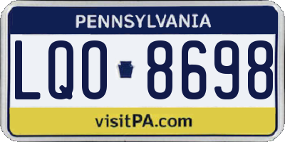 PA license plate LQO8698