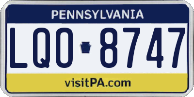 PA license plate LQO8747