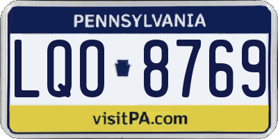 PA license plate LQO8769
