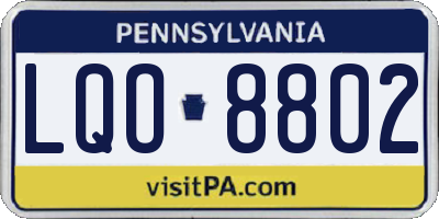 PA license plate LQO8802