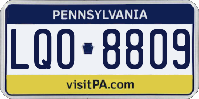PA license plate LQO8809