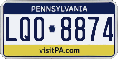 PA license plate LQO8874
