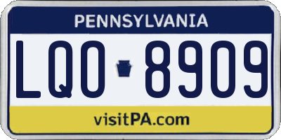 PA license plate LQO8909