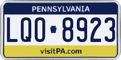 PA license plate LQO8923