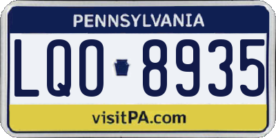 PA license plate LQO8935