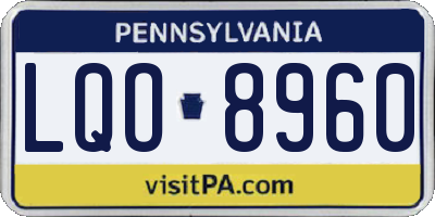PA license plate LQO8960