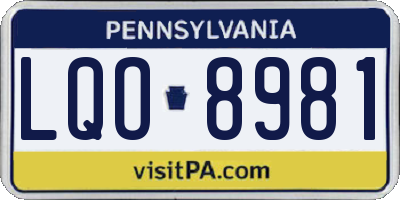 PA license plate LQO8981