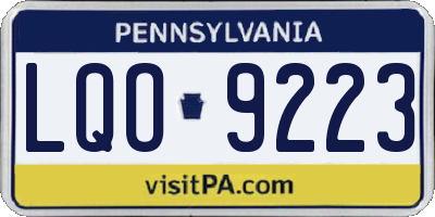 PA license plate LQO9223