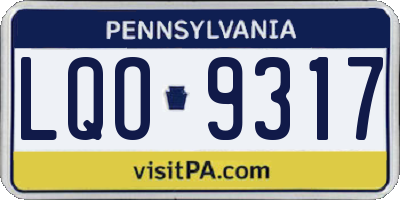 PA license plate LQO9317