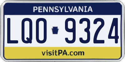 PA license plate LQO9324