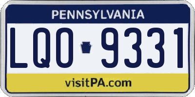 PA license plate LQO9331