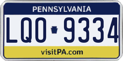 PA license plate LQO9334