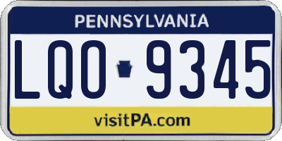 PA license plate LQO9345
