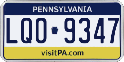 PA license plate LQO9347