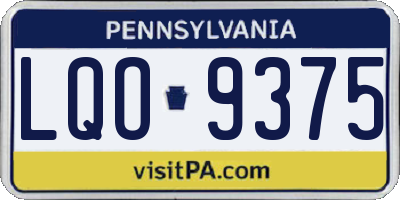 PA license plate LQO9375