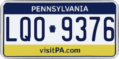 PA license plate LQO9376