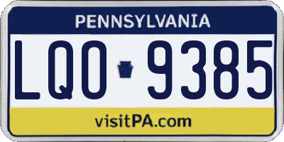 PA license plate LQO9385