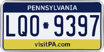 PA license plate LQO9397
