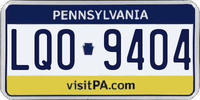 PA license plate LQO9404