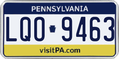 PA license plate LQO9463