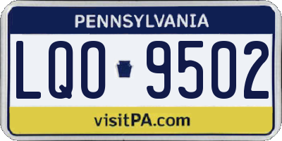 PA license plate LQO9502