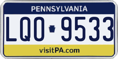 PA license plate LQO9533