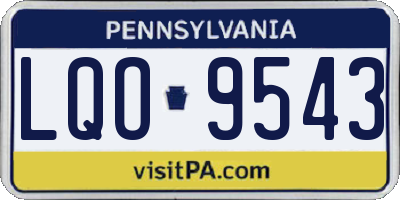 PA license plate LQO9543