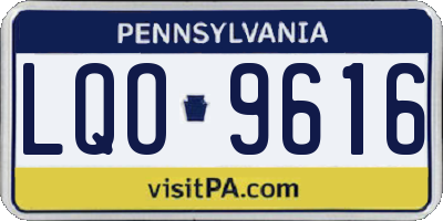 PA license plate LQO9616