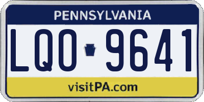 PA license plate LQO9641