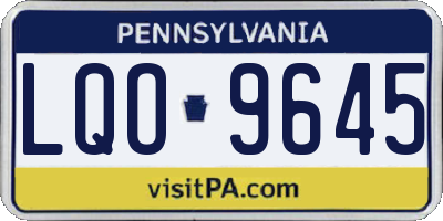 PA license plate LQO9645