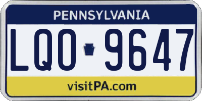 PA license plate LQO9647