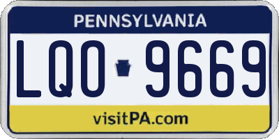 PA license plate LQO9669