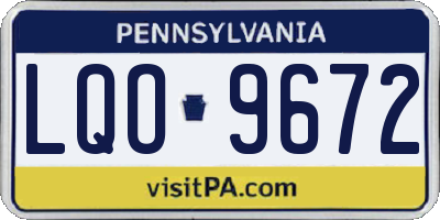 PA license plate LQO9672