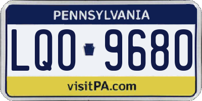 PA license plate LQO9680