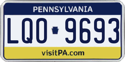 PA license plate LQO9693