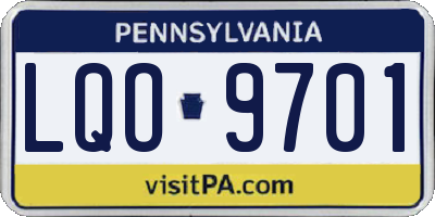 PA license plate LQO9701