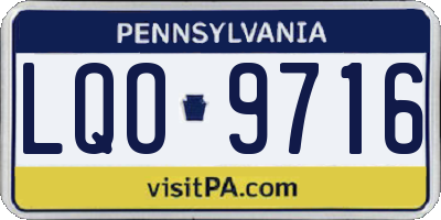 PA license plate LQO9716