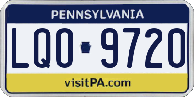 PA license plate LQO9720