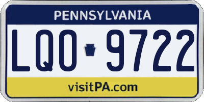 PA license plate LQO9722