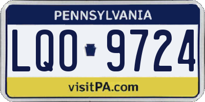 PA license plate LQO9724