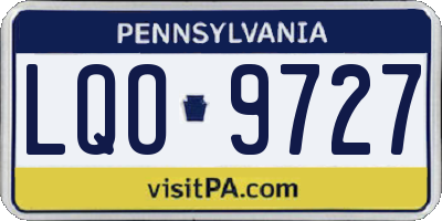 PA license plate LQO9727
