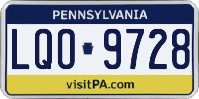 PA license plate LQO9728