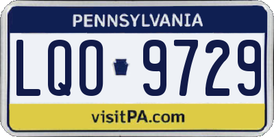 PA license plate LQO9729