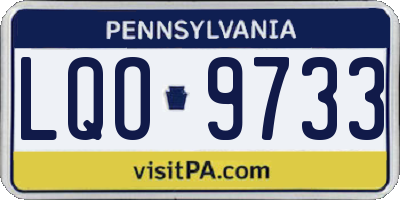 PA license plate LQO9733