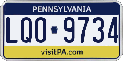 PA license plate LQO9734